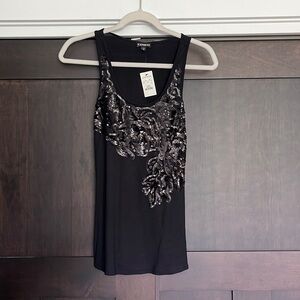 Express Black Sequin Tank Top size XS